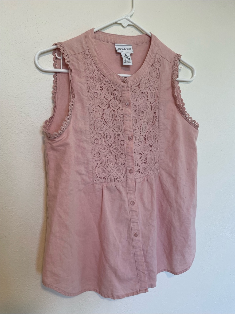 Liz Claiborne Pink Lace-Front Sleeveless Top - Picture 3 of 5